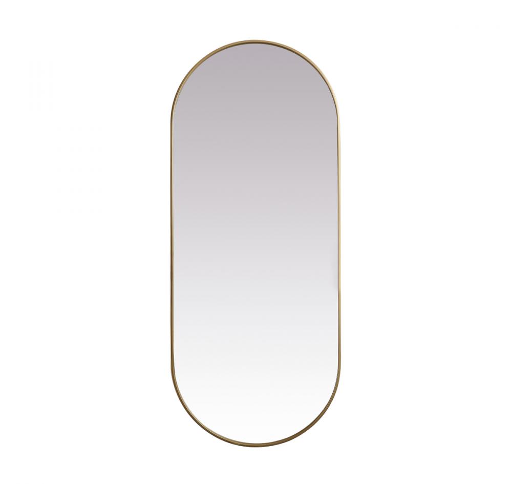 Metal Frame Oval Mirror 30x72 Inch in Brass
