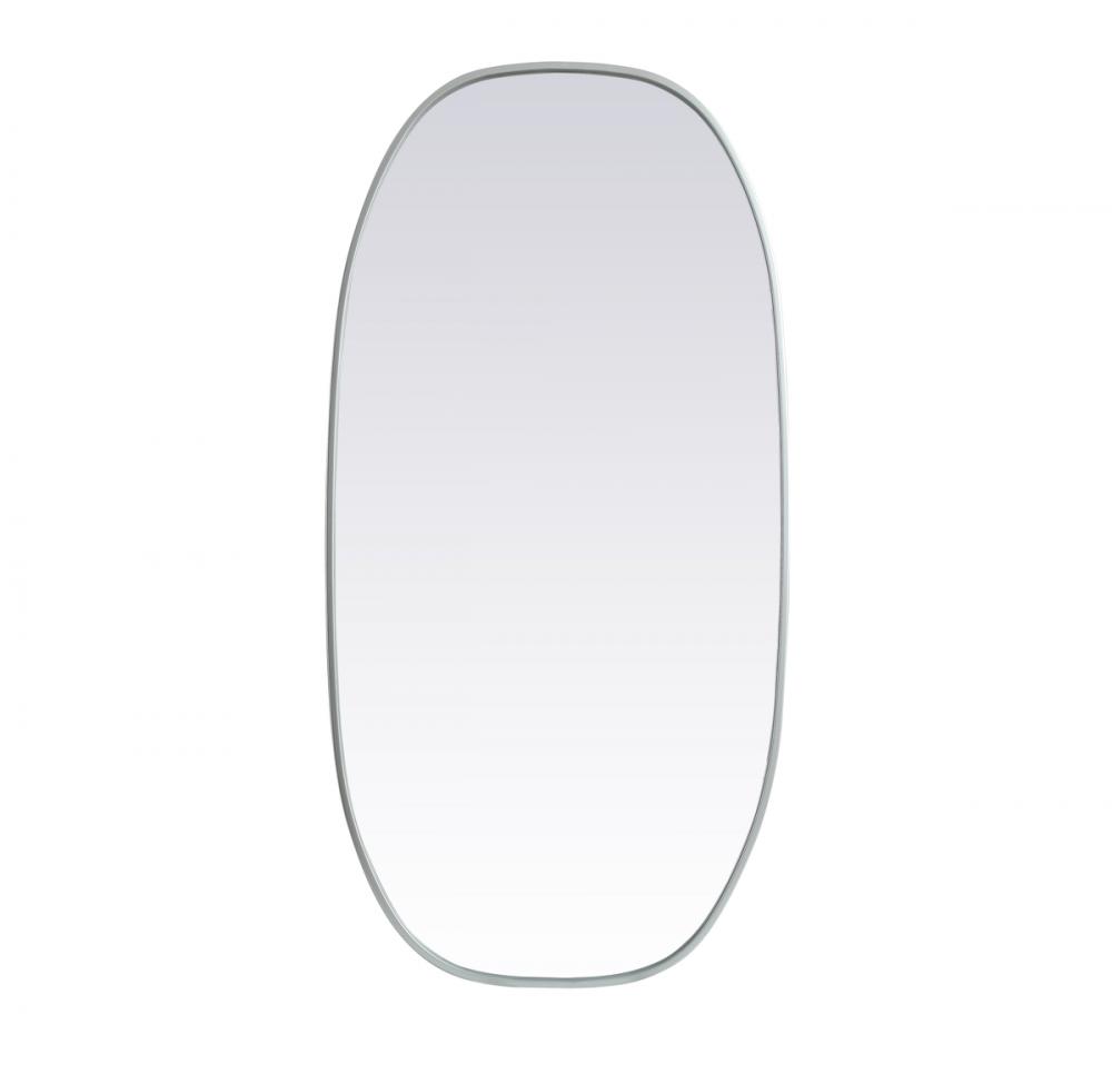 Metal Frame Oval Mirror 24x48 Inch in Silver