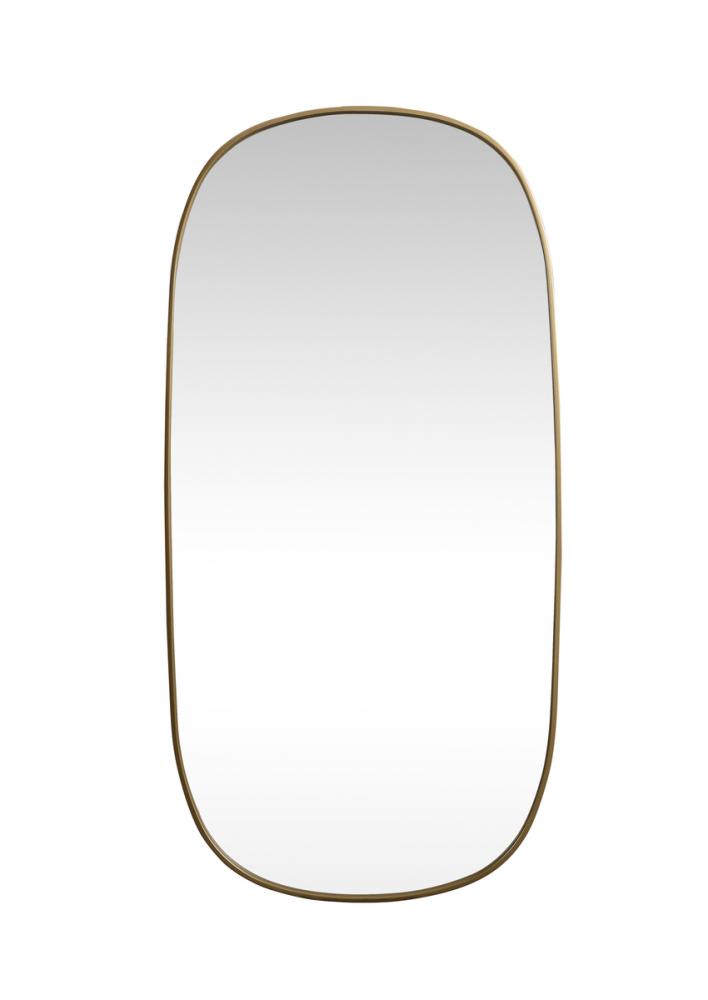 Metal Frame Oval Mirror 30x60 Inch in Brass