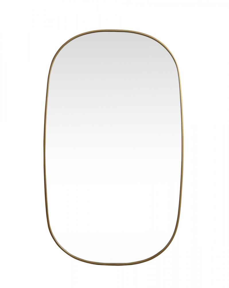 Metal Frame Oval Mirror 36x60 Inch in Brass