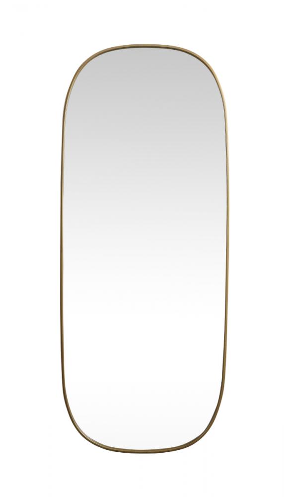 Metal Frame Oval Mirror 30x72 Inch in Brass