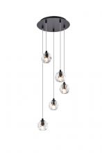 Elegant 3505G12BK - Eren 5 lights Black pendant