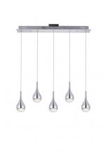 Elegant 3805D33C - Amherst Collection LED 5-light chandelier 34in x 4in x 9in chrome finish