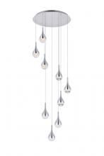 Elegant 3809D24C - Amherst Collection LED 9-light chandelier 24in x 9in chrome finish