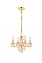 Elegant V7804D15GS-GS/RC - Rococo 4 light Golden Shadow Pendant Golden Shadow (Champagne) Royal Cut Crystal