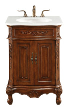 Elegant VF-1005-VW - 24 inch Single Bathroom vanity in Brown with ivory white engineered marble