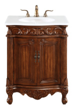 Elegant VF-1007-VW - 27 inch Single Bathroom vanity in Brown with ivory white engineered marble
