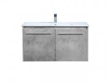 Elegant VF44036CG - 36 inch  Single Bathroom Floating Vanity in Concrete Grey