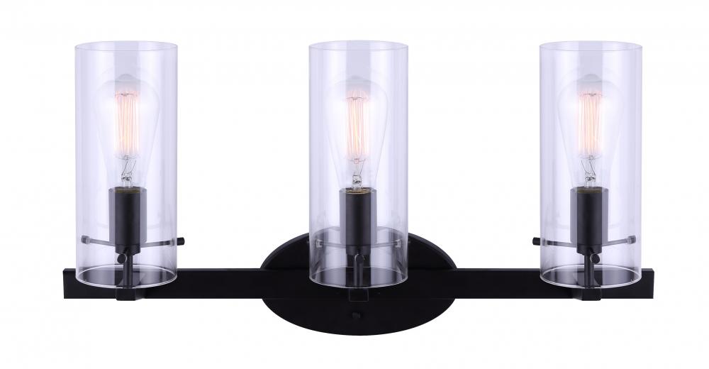 Joni 3 Light Vanity, Black Finish