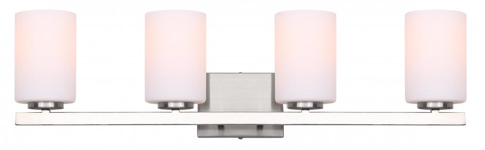 JAE, IVL1093A04BN -G-, 4 Lt Vanity, Flat Opal Glass, 60W Type A, 30.75inch W x 8inch H x 6.5inch D,