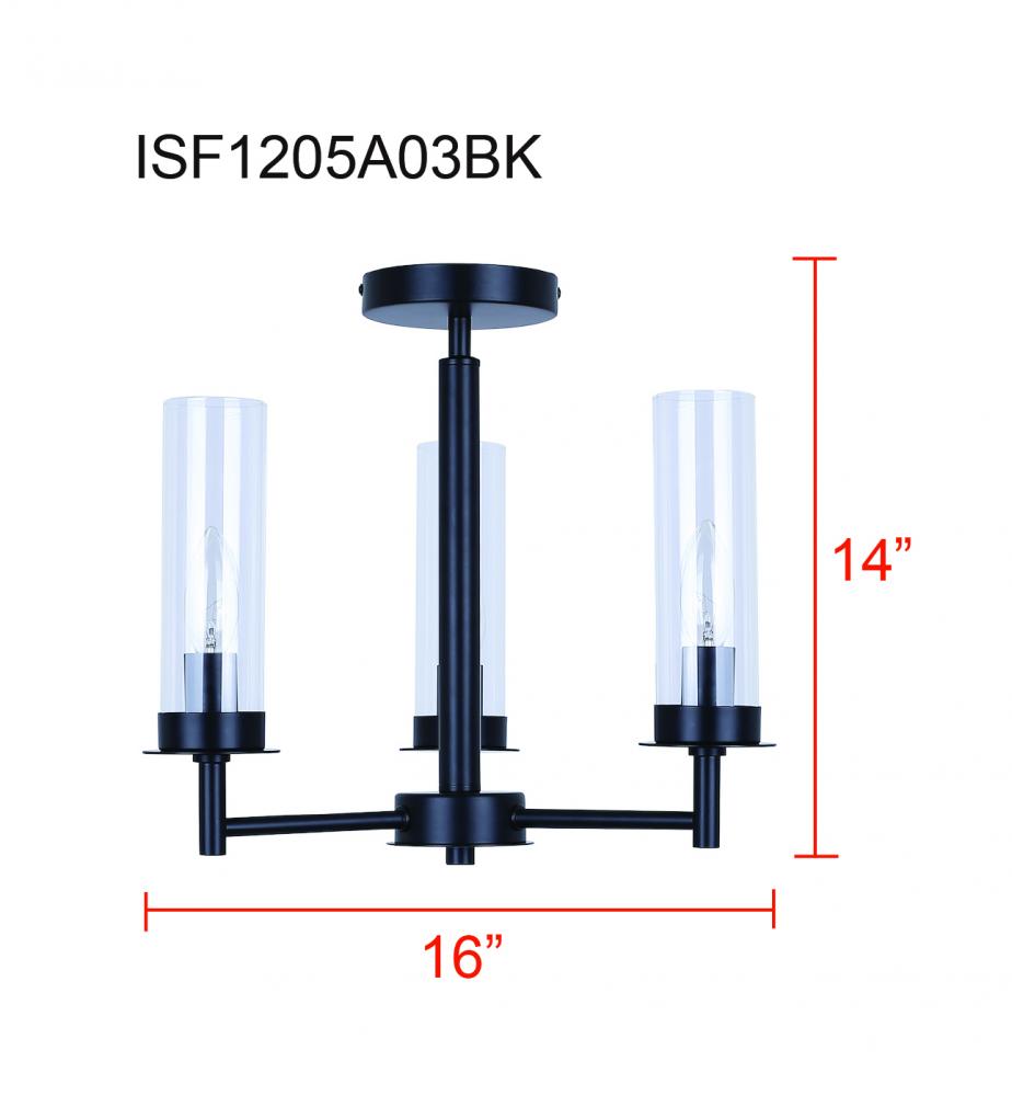 Benson 3 Light Semi Flush