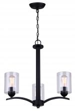 Canarm ICH370A03BK-CL - Hampton 3 Light Chandelier, Black Finish