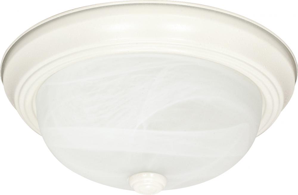 3 Light - 15&#34; Flush with Alabaster Glass - Textured White Finish