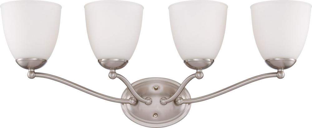 Patton - 4 Light Vanity with Frosted Glass - Brushed Nickel Finish