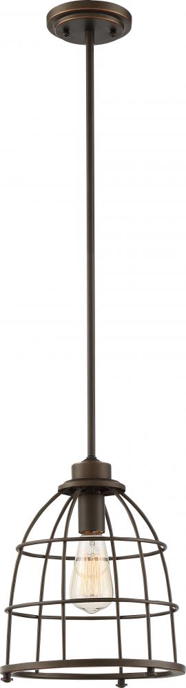Maxx - 1 Light Large Caged Pendant with - Mahogany Bronze Finish