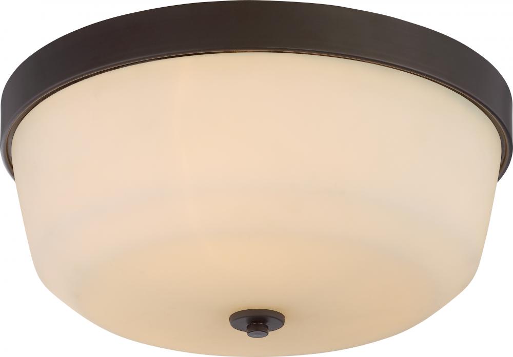 Laguna - 3 Light Flush with White Glass - Forest Bronze Finish