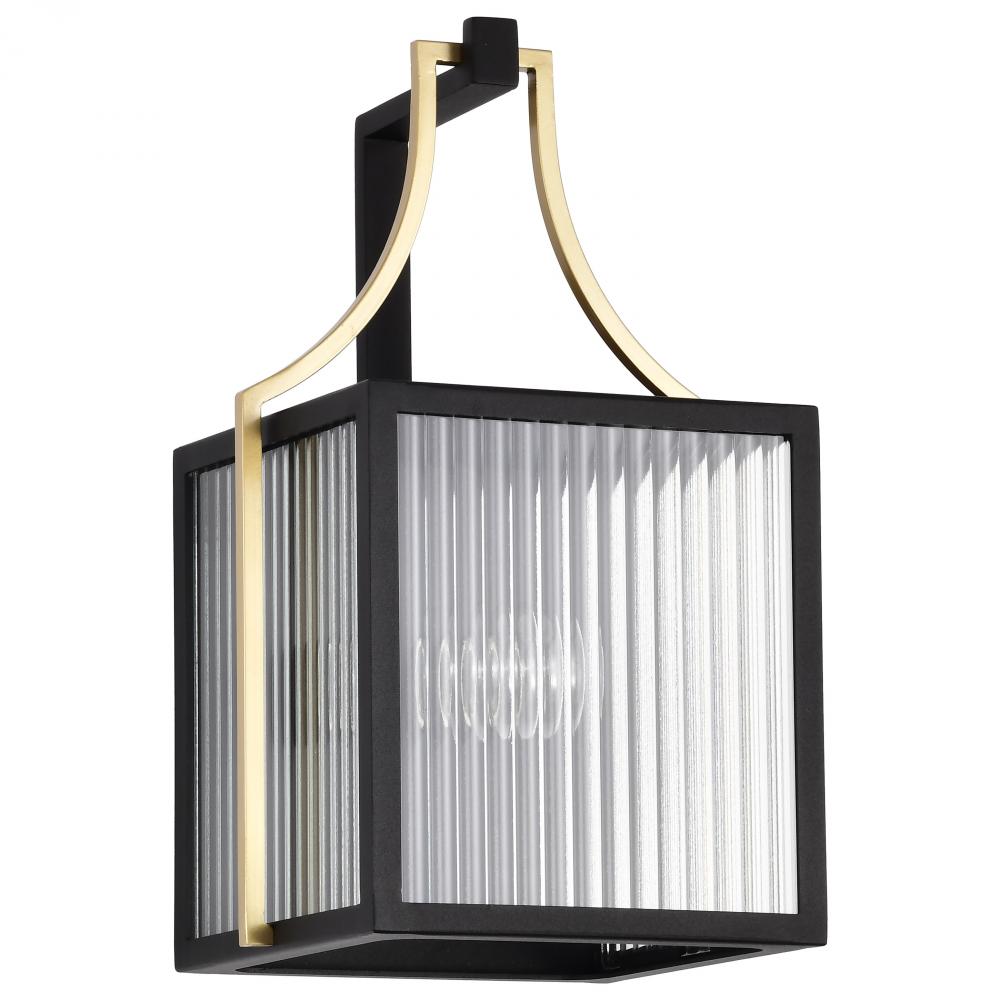 Holden; Medium Outdoor Lantern; Gold and Black Finish; Clear Glass