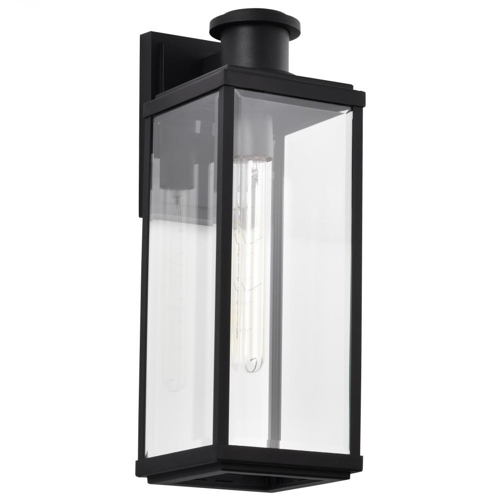 Luca; Large Outdoor Lantern; Sand Black Finish; Clear Beveled Glass