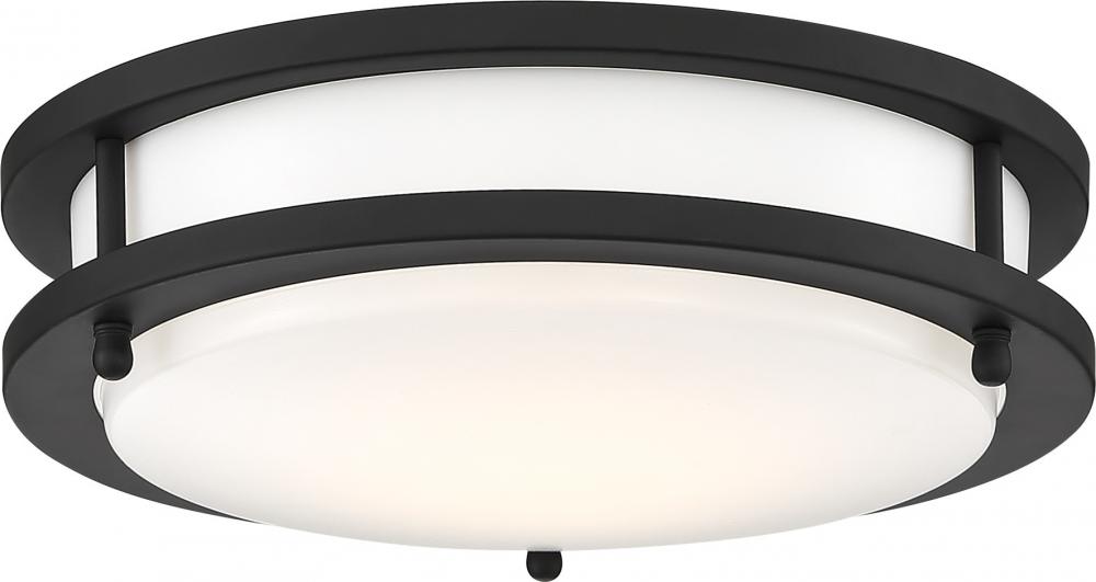 Glamour LED - 10&#34; - Flush with White Acrylic Lens - Black Finish