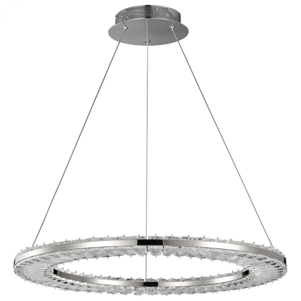 Nova; LED 23 Inch Round Pendant; Polished Nickel Finish; K9 Crystal