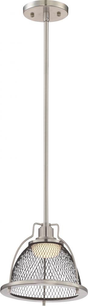 Tex - Small LED Pendant - Brushed Nickel Finish with Black mesh