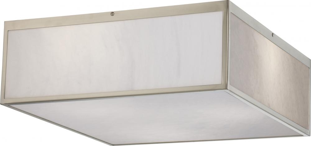 Crate - 17&#34; LED Flush with Gray Marbleized Acrylic Panels - Brushed Nickel Finish