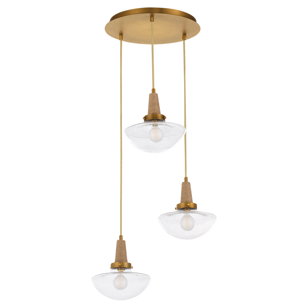 STOCKPORT 3 LIGHT PENDANT - BRUSHED BRASS