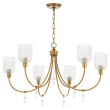 Quorum 69-3647 - MERIAM 6 LIGHT CHANDELIER - BRUSHED BRASS