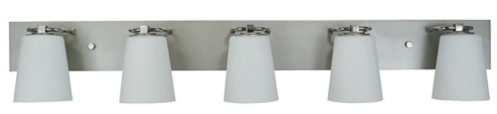 5-Light Satin Pewter/Polished Nickel/White Glass Mercer Bath Sconce