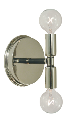 2-Light Polished Nickel/Matte Black Parallax Bath Sconce