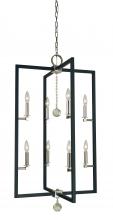 Framburg 5368 PN/MBLACK - 8-Light Polished Nickel/Matte Black Minimalist Elegant Foyer Chandelier