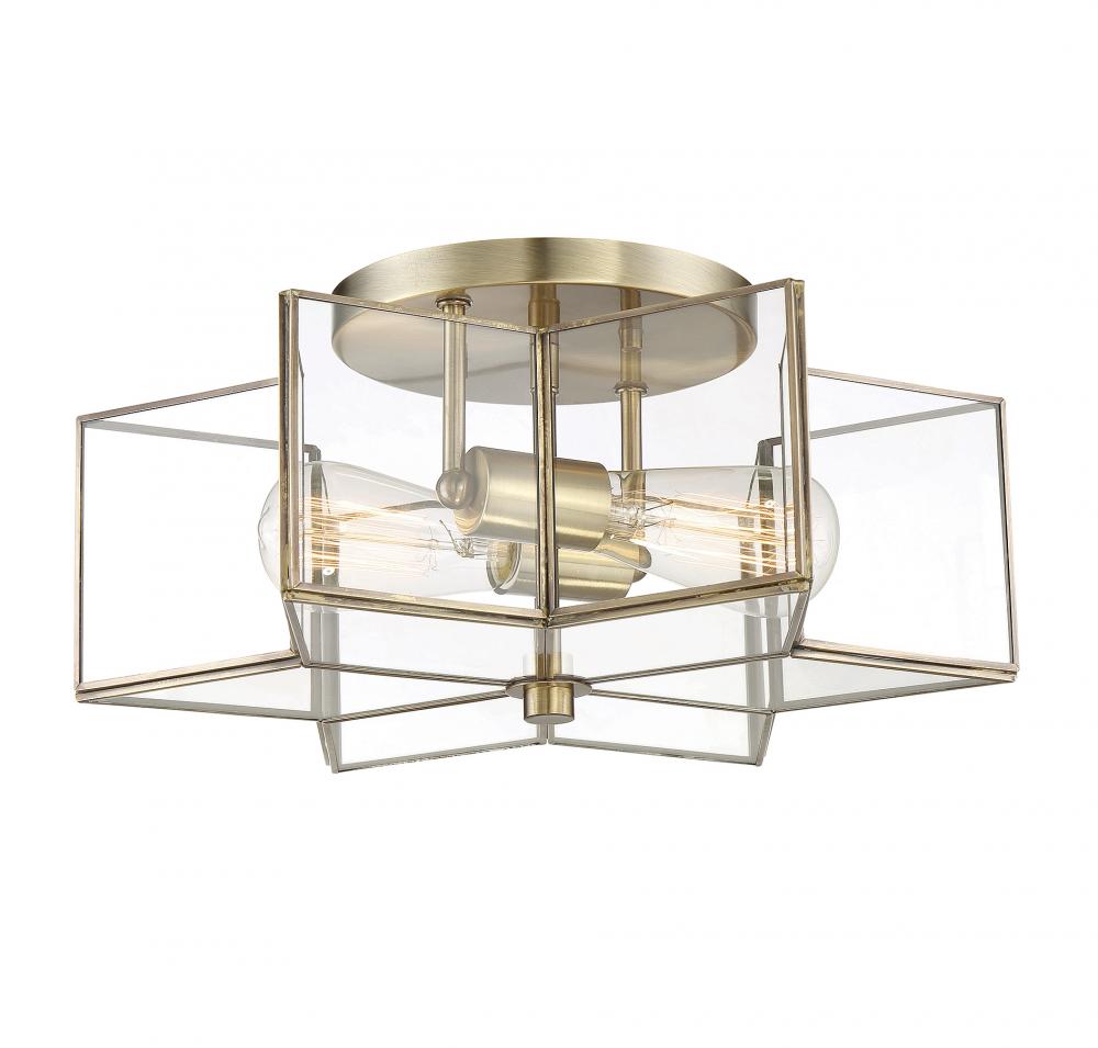 2-Light Ceiling Light in Natural Brass