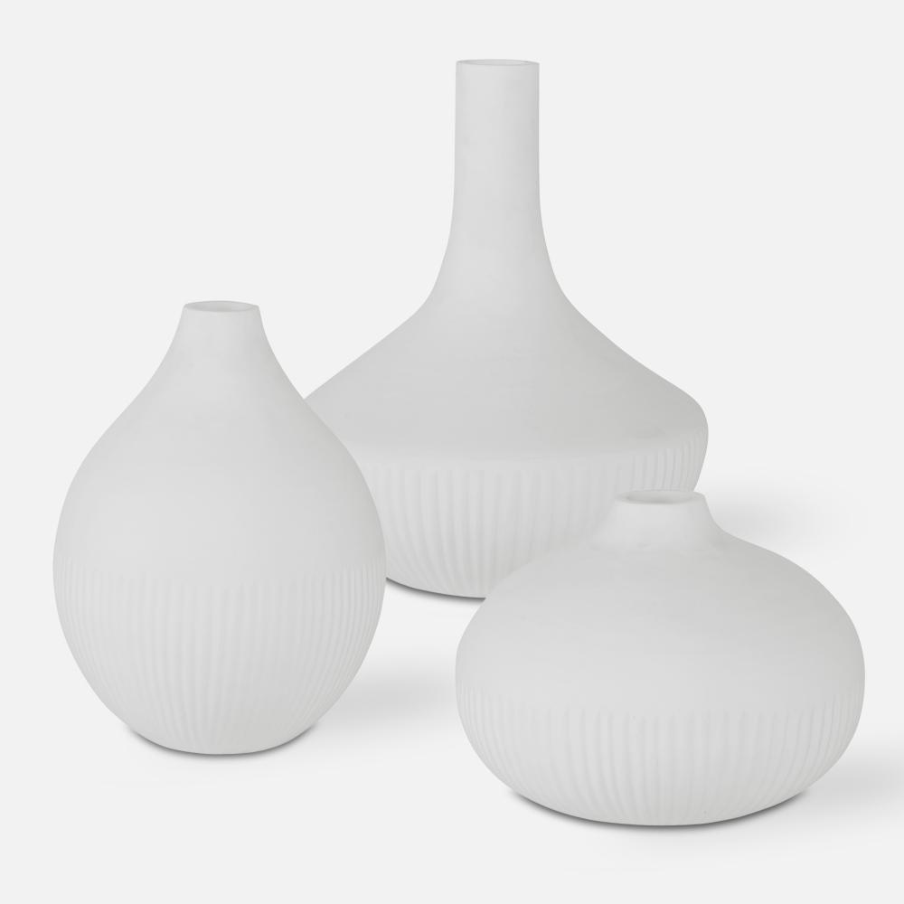 Uttermost Apothecary Satin White Vases Set/3