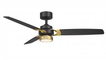 Fanimation FP7634BLBS - Amped 52 inch Indoor Ceiling Fan with LED Light Kit - Black and Brass with Black blades