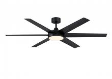 Fanimation FPD6605BL - Brawn 64 inch Indoor/Outdoor Ceiling Fan with LED CCT Select Light Kit - Black with Black blades