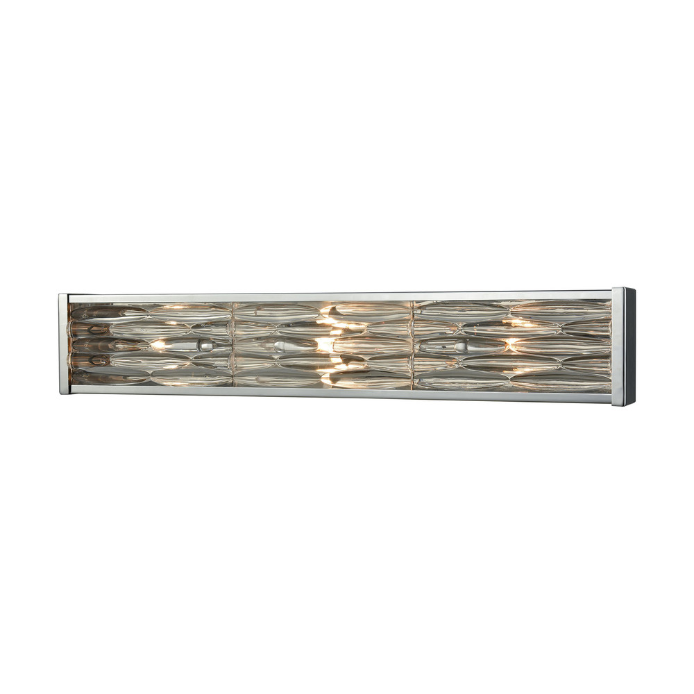 Riverflow 3 Light Vanity In Polished Chrome With Stacked River Stone Glass