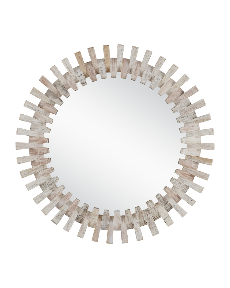 Diza Round Whitewash Mirror