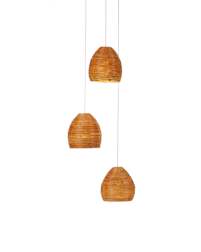 Beehive 3-Light Round Multi-Drop Pendant