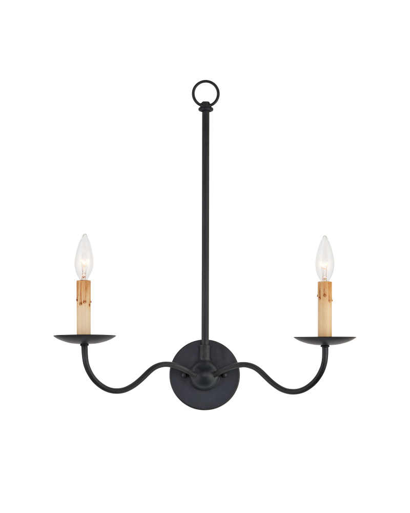 Saxon Double-Light Black Wall Sconce