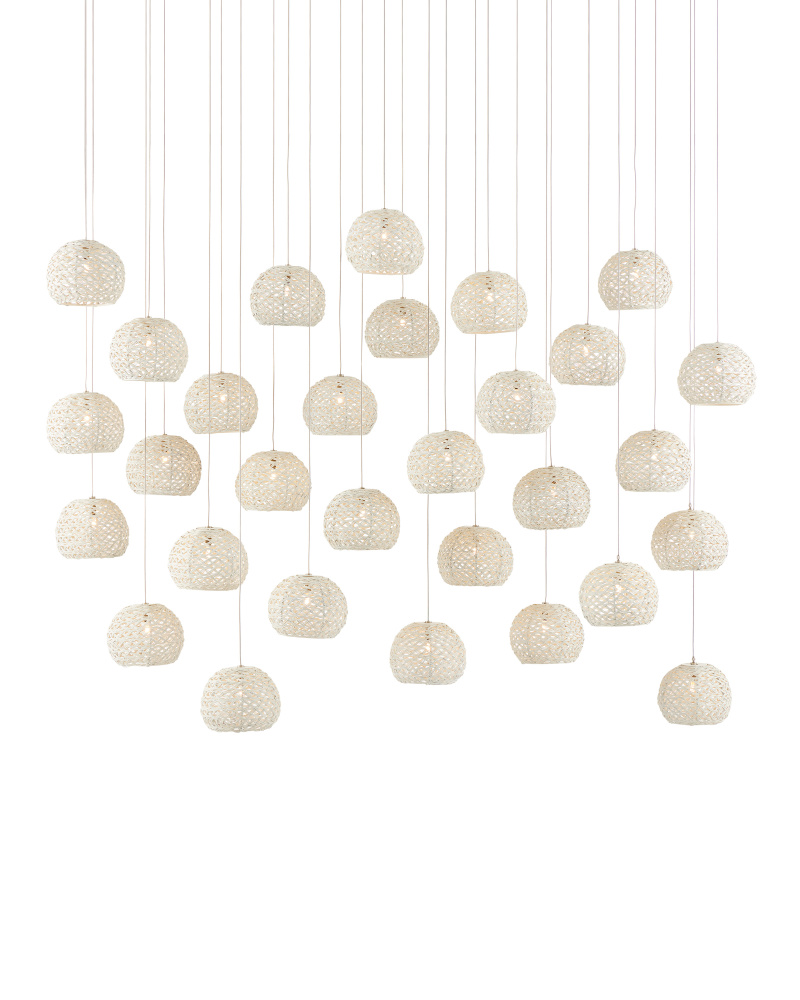 Piero White 30-Light Linear Multi-Drop Pendant