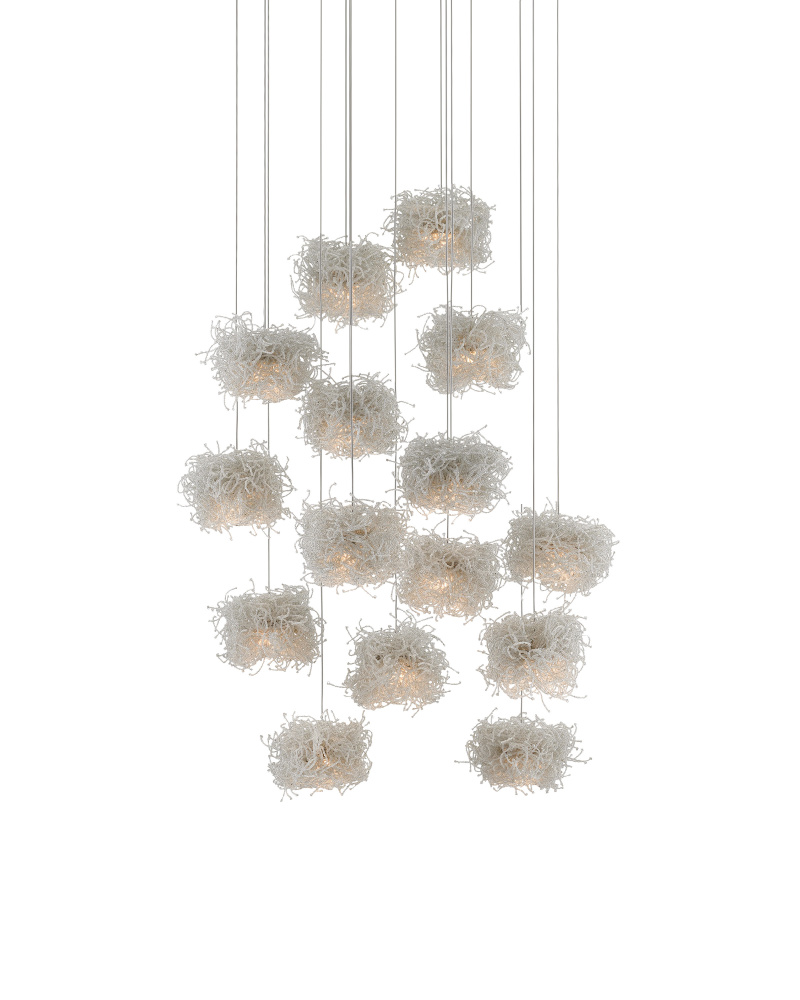 Birds Nest 15-Light Round Multi-Drop Pendant