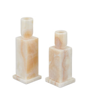 Currey 1200-0951 - Lithos Ivory Candle Holder Set of 2